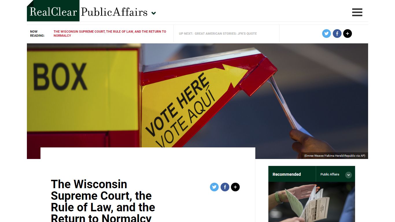 The Wisconsin Supreme Court, the Rule of Law, and the Return to ...